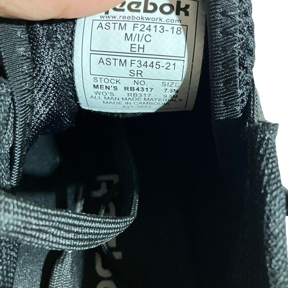 Reebok Shoes Mens 7.5 Black Fusion Flexweave Safety Toe Work Sneakers RB4317 - Picture 3 of 9